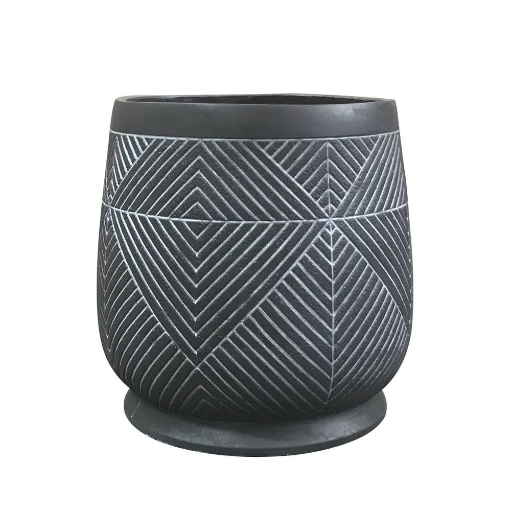 Black Fiber Clay Planter - Large JY2020-38L-BN - On Sale