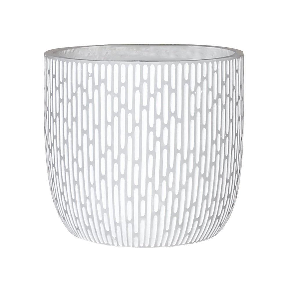 White & Grey Two-Tone Fiber Clay Planter - Large JY2020-8L-W الغراس