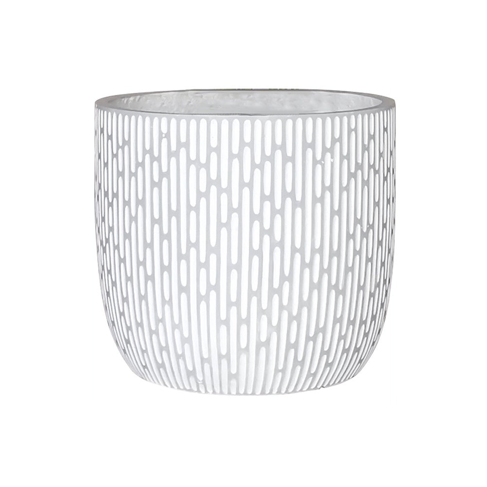 White & Grey Two-Tone Fiber Clay Planter - Medium JY2020-8M-W الغراس