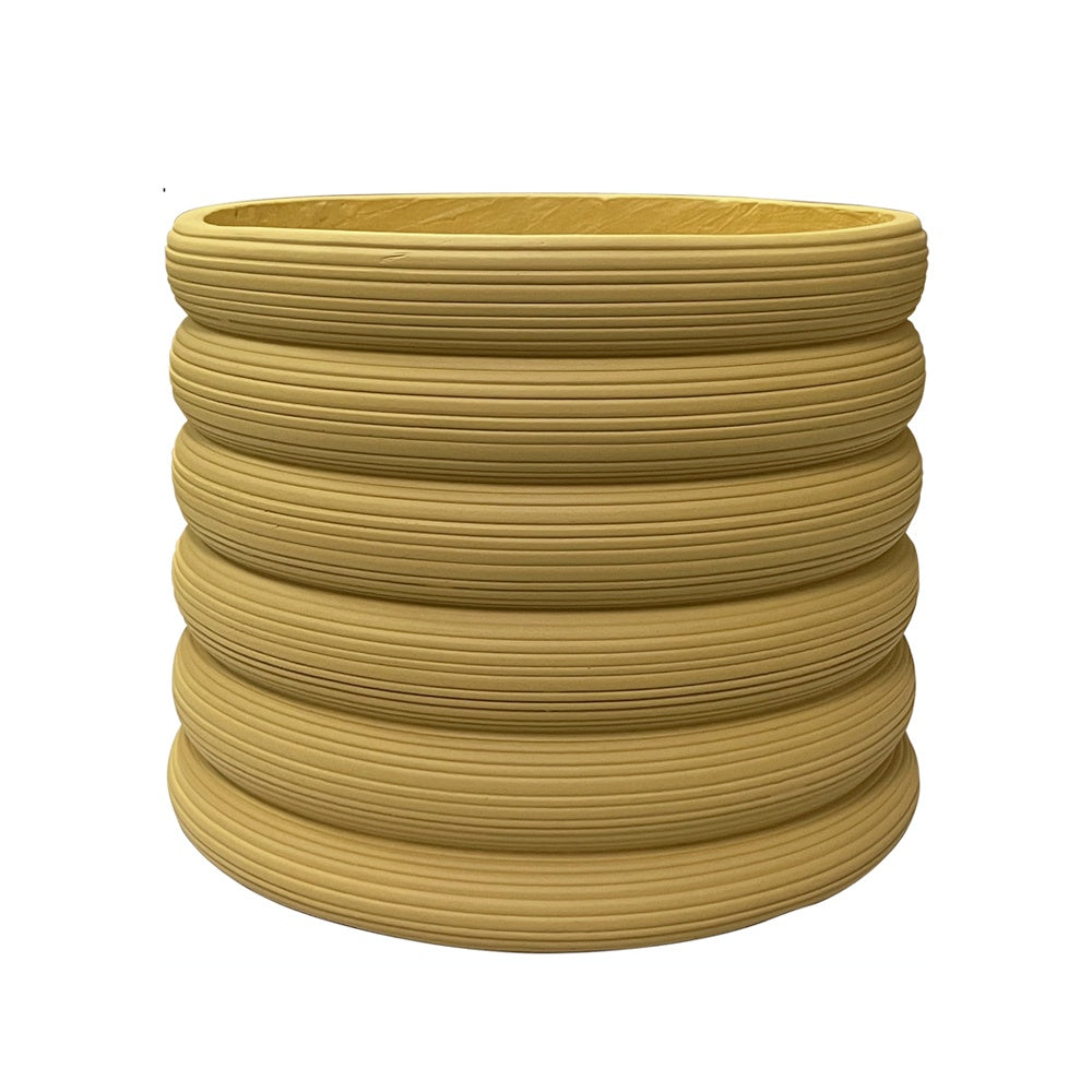 Ochre Ribbed Fibre Clay Planter - Large JY2021-50L-O - On Sale