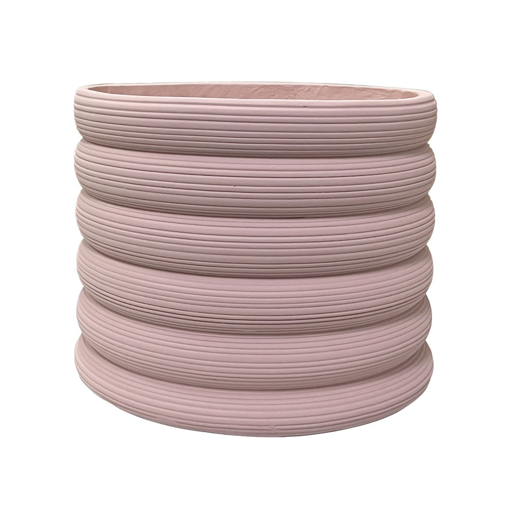 Blush Ribbed Fibre Clay Planter - Large JY2021-50L-PK - On Sale