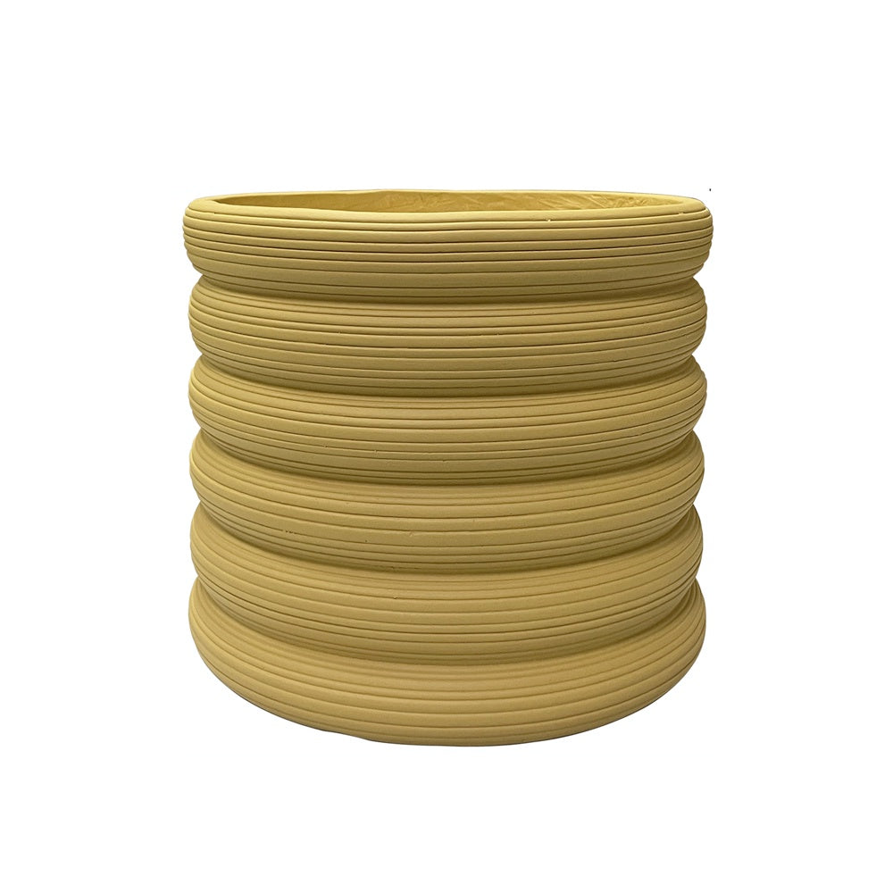 Ochre Ribbed Fibre Clay Planter - Medium JY2021-50M-O - On Sale