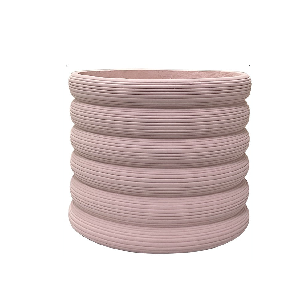Blush Ribbed Fibre Clay Planter - Medium JY2021-50M-PK - On Sale