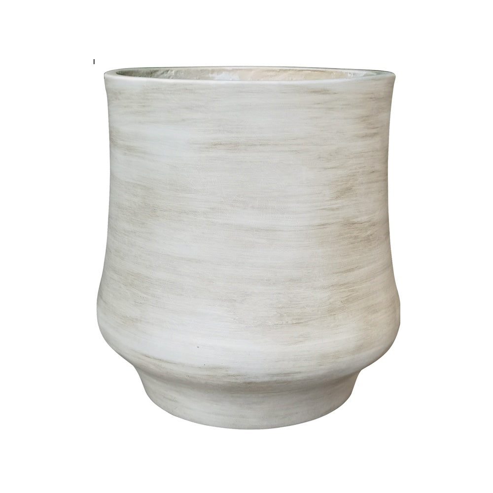 Distressed White Fibery Clay Planter - Medium JY2022-81M