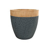 Dark Grey & Wood Finish Fiberglass Planter JY33004-A-G