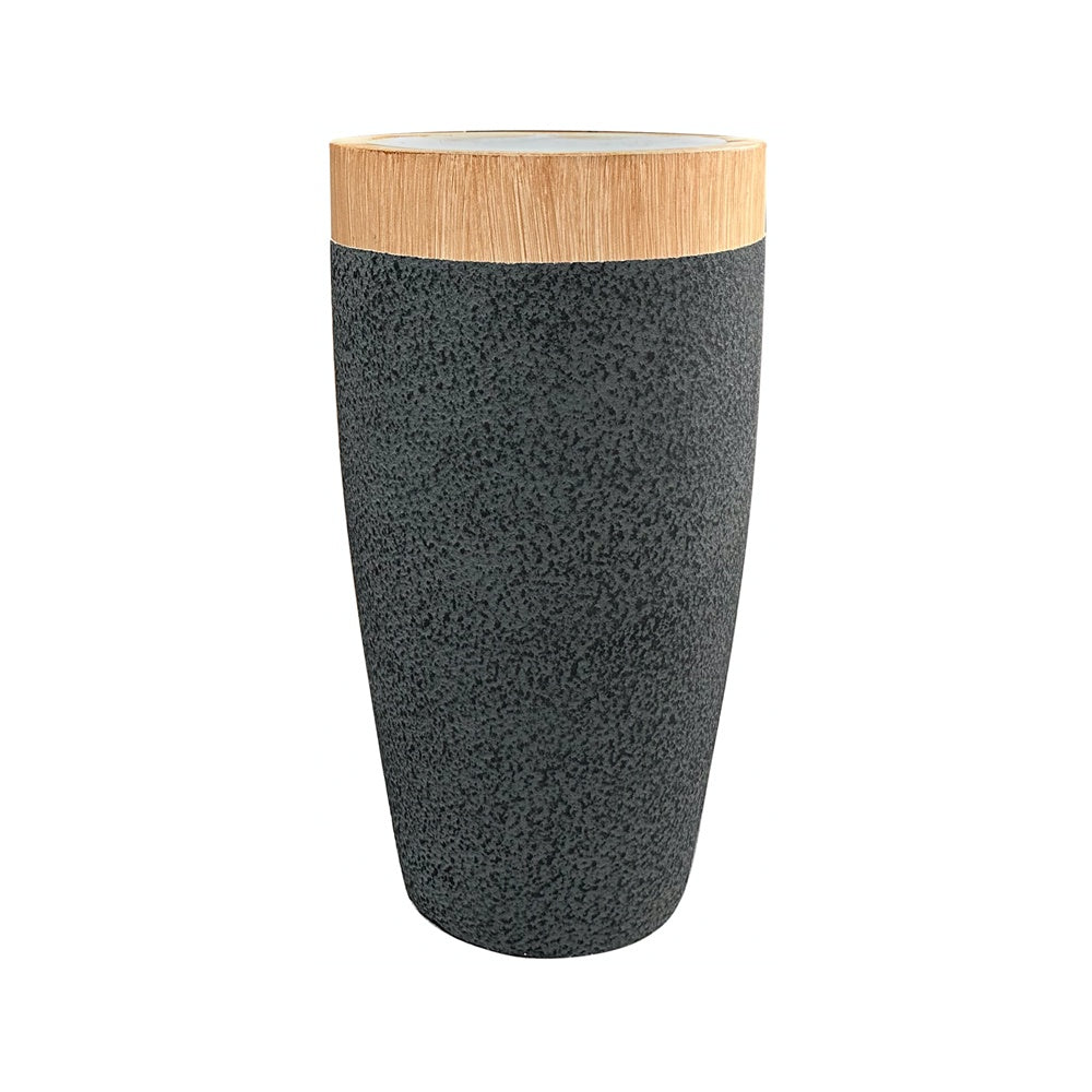 Dark Grey & Wood Finish Fiberglass Planter JY33004-B-G - On Sale