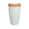 White & Wood Finish Fiberglass Planter JY33004-B-W