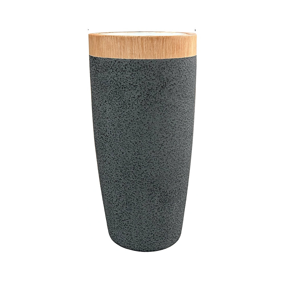 Dark Grey & Wood Finish Fiberglass Planter JY33004-C-G - On Sale