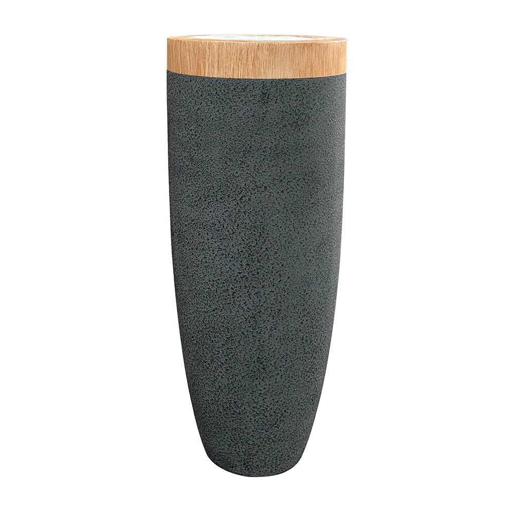 Dark Grey & Wood Finish Fiberglass Planter JY33004-E-G - On Sale