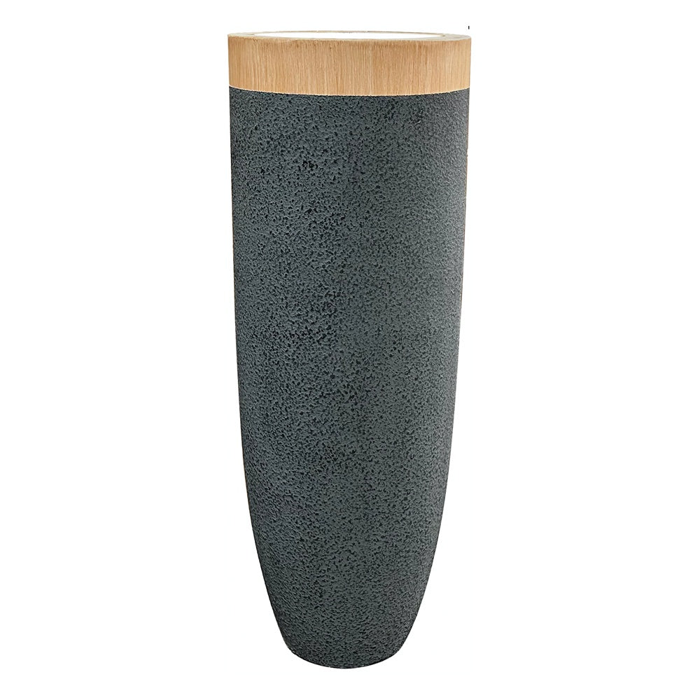 Dark Grey & Wood Finish Fiberglass Planter JY33004-F-G - On Sale