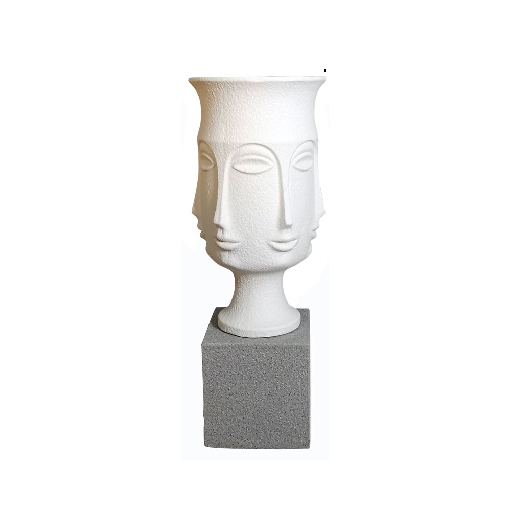 White Muse Fiberglass Floor Planter with Grey Pedestal - Small JY33164-S - On Sale