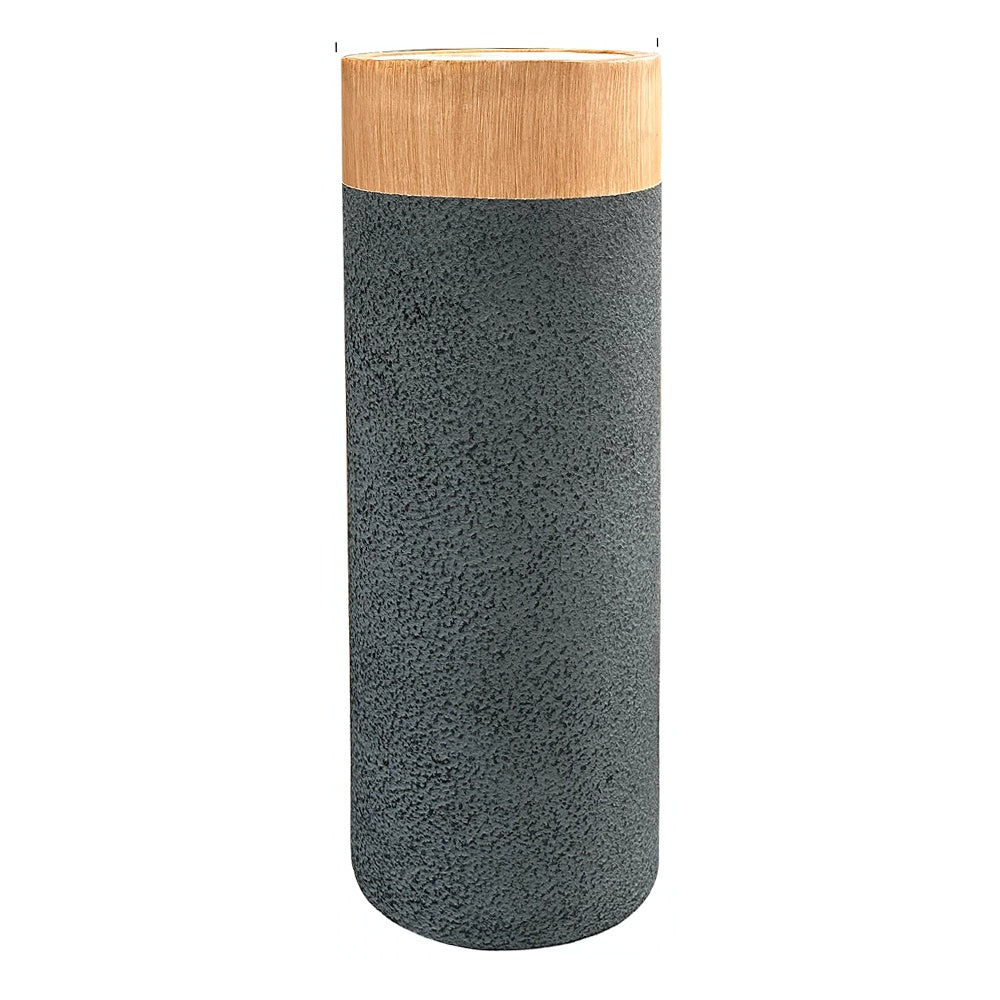 Dark Grey & Wood Finish Fiberglass Planter - Large JY55100-L-G - On Sale