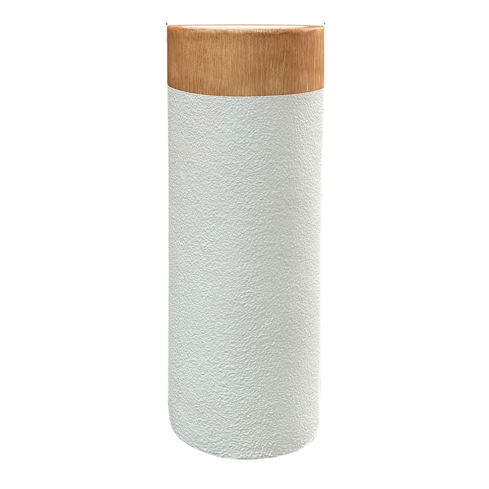 White & Wood Finish Fiberglass Planter - Large JY55100-L-W - On Sale