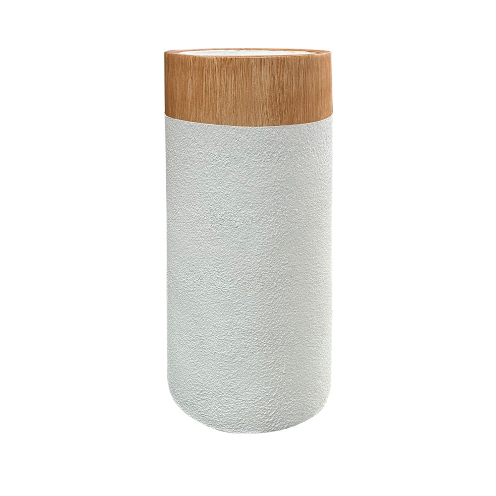 White & Wood Finish Fiberglass Planter - Medium JY55100-M-W - On Sale