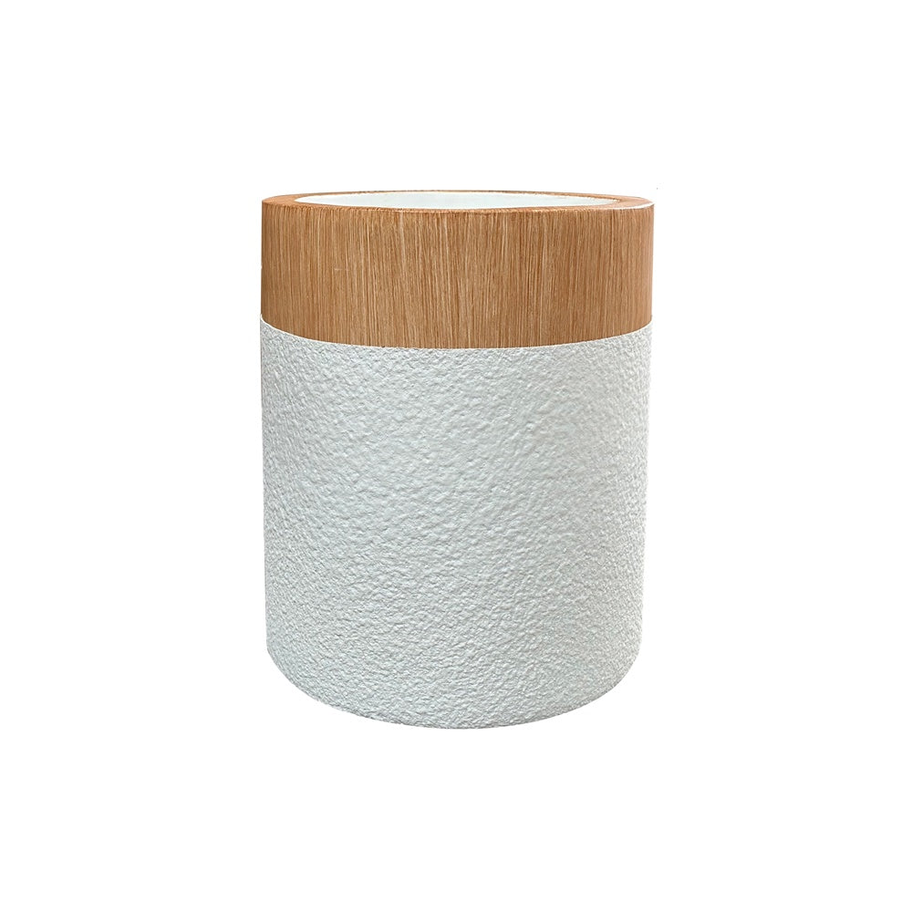 White & Wood Finish Fiberglass Planter - Small JY55100-S-W - On Sale
