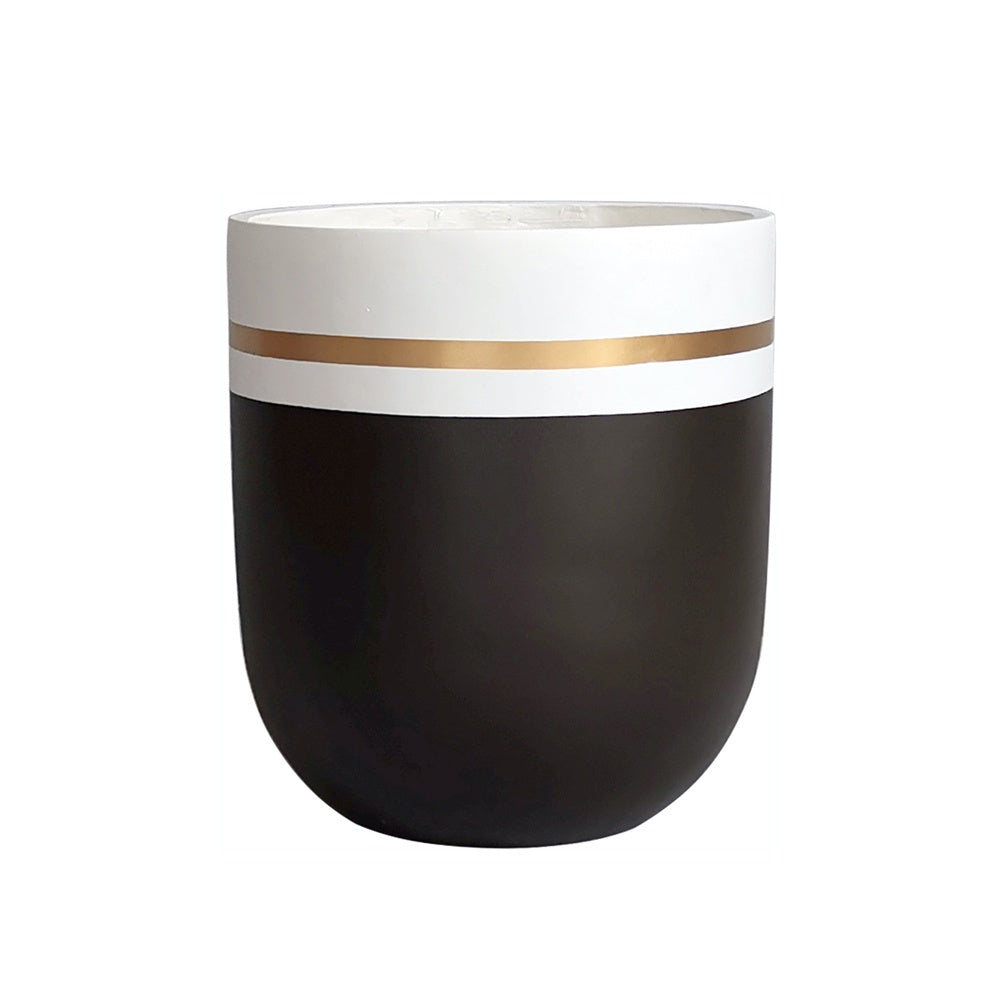 Black & White Fiber Clay Planter with Gold Detail - Medium JY88080-1-M - On Sale