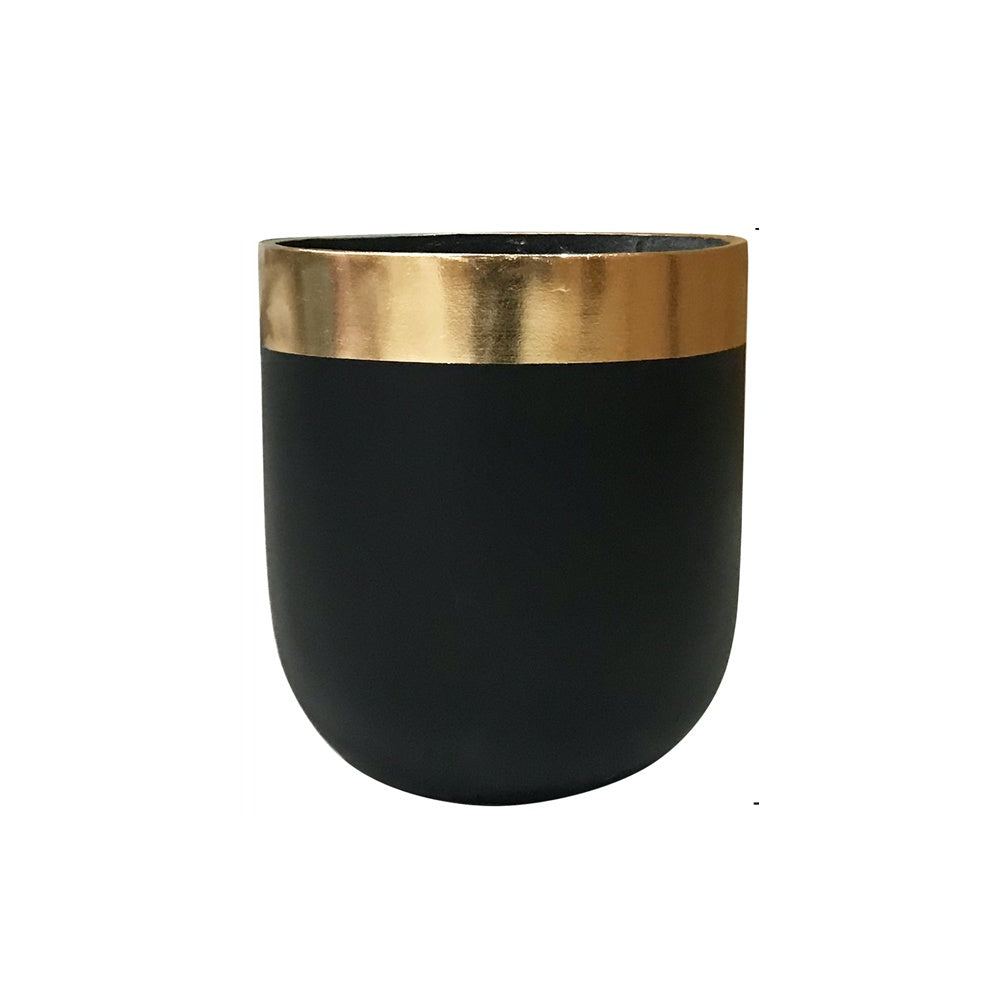 Black & Gold Fiber Clay Planter - Small JY88081-S-BL - On Sale
