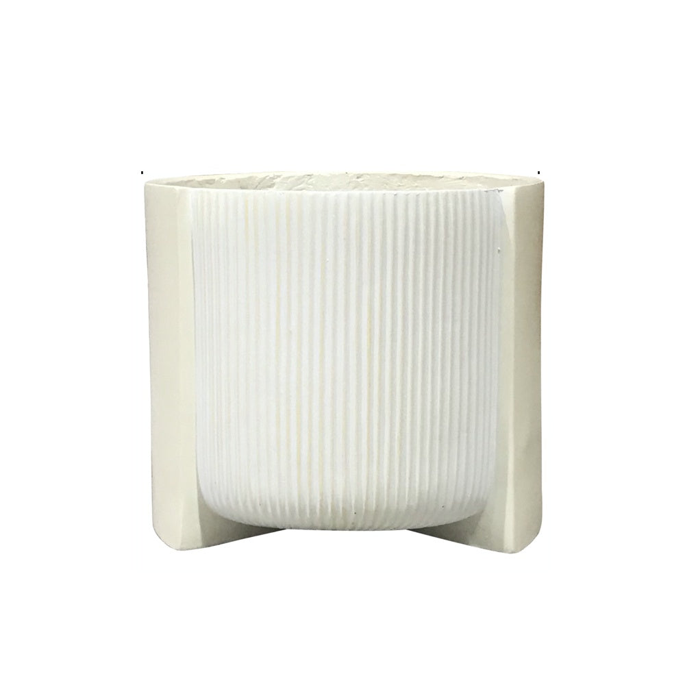 Beige & White Fiber Clay Planter - A JY88171-1-BG - On Sale