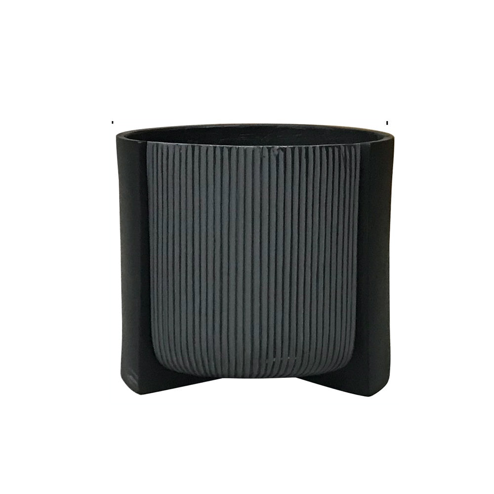 Black & Grey Fiber Clay Planter - A JY88171-1-BL - On Sale