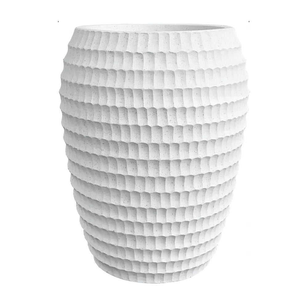 White Textured Fiber Clay Planter - Large JY9009-L-WH