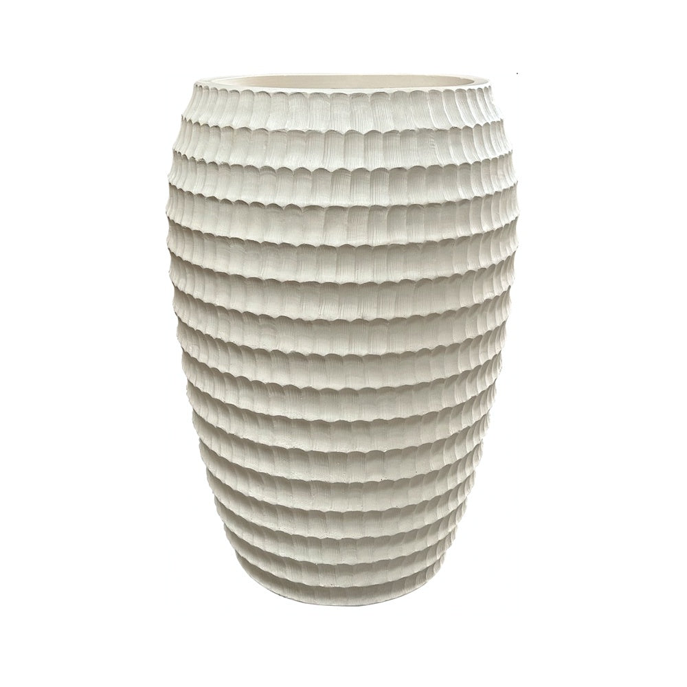 Light Beige Textured Fiber Clay Planter - Medium JY9009-M-BG - On Sale