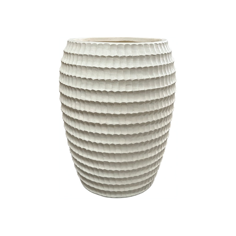 Light Beige Textured Fiber Clay Planter - Small JY9009-S-BG - On Sale