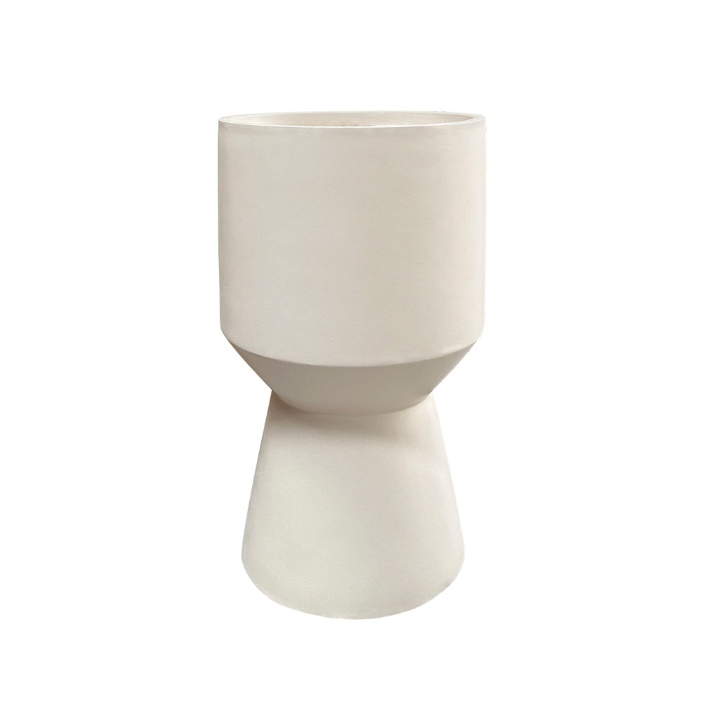 Light Beige Fiber Clay Pedestal Planter - Large JY9011-L-BG - On Sale