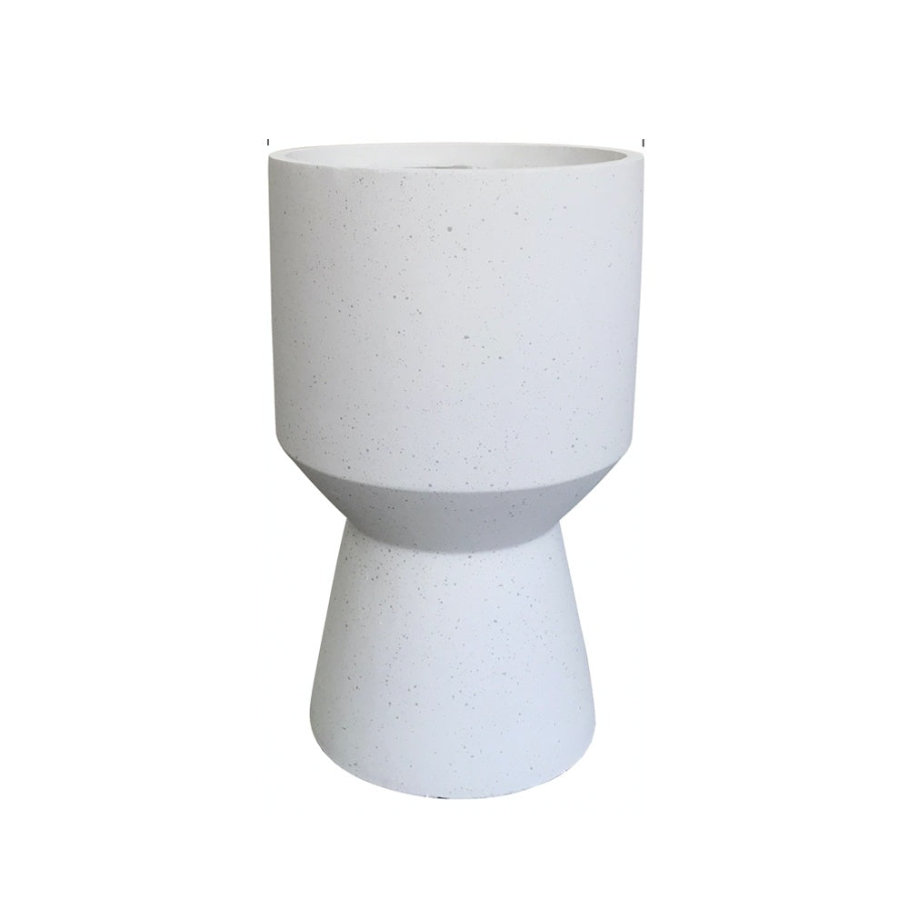 White Fiber Clay Pedestal Planter - Large JY9011-L-WH - On Sale