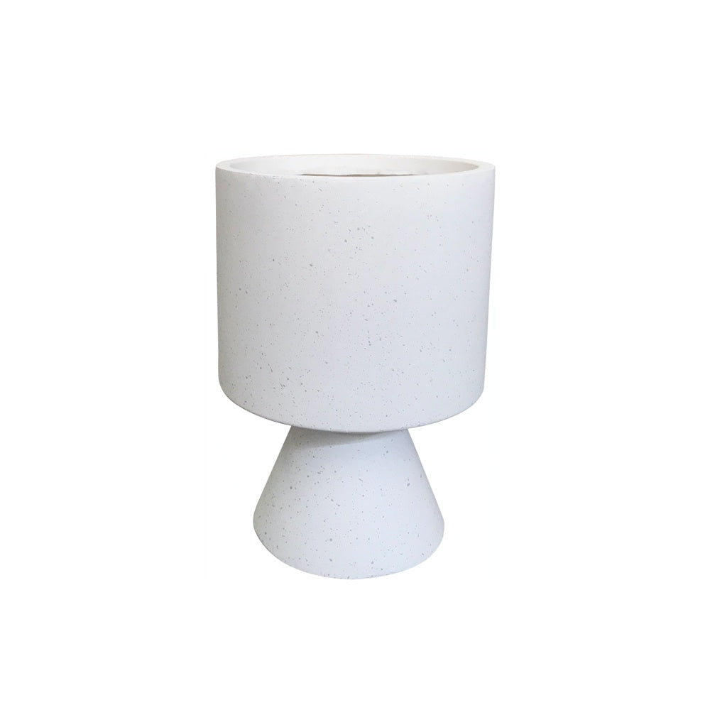 White Fiber Clay Pedestal Planter - Small JY9011-S-WH
