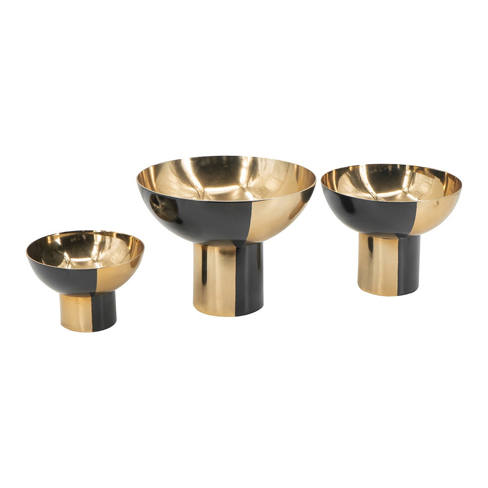 Set of 3 Gold & Black Pedestal Bowls LB78265