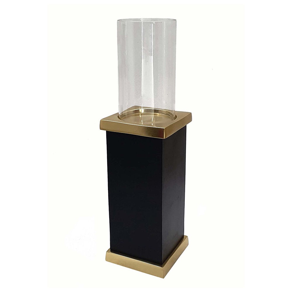 Black & Gold Wooden Hurricane on Stand - Medium LB78275-DS
