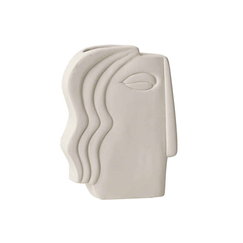Beige Ceramic Abstract Portrait Vase LT723-A