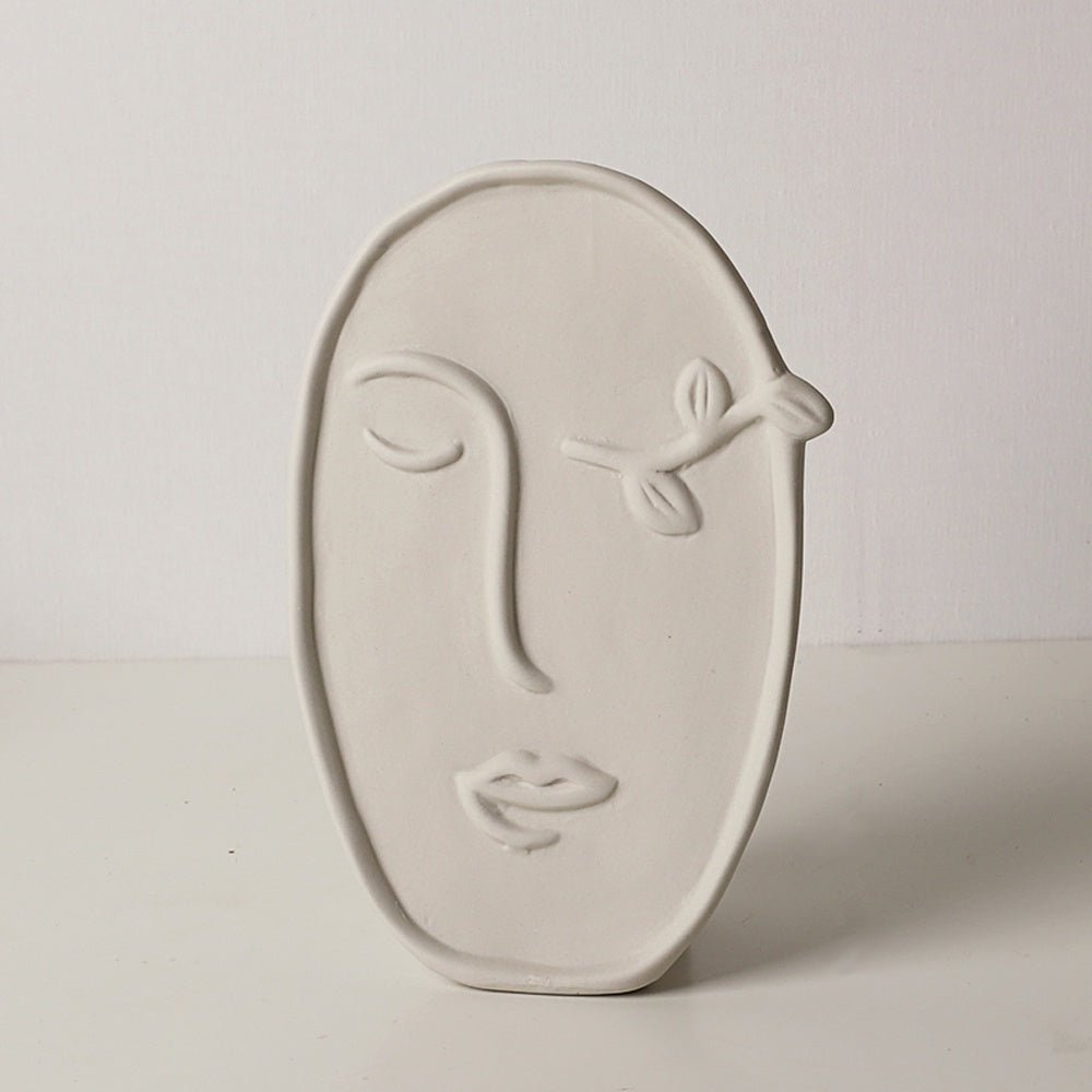 Beige Ceramic Abstract Portrait Vase LT723-F