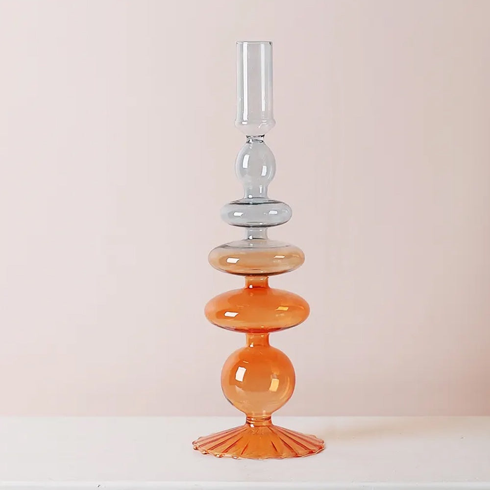 Grey & Orange Ombre Glass Candleholder LT822-O