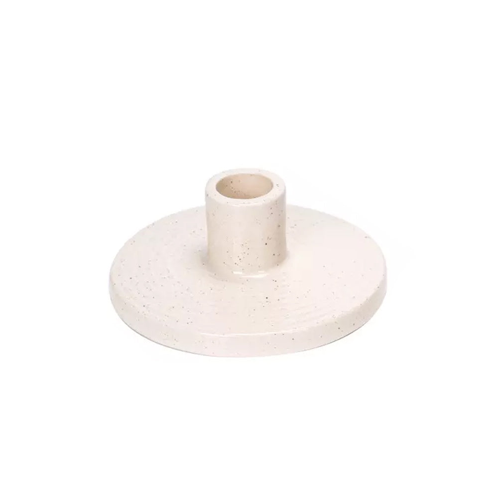 White Ceramic Speckled Candleholder LT834-A