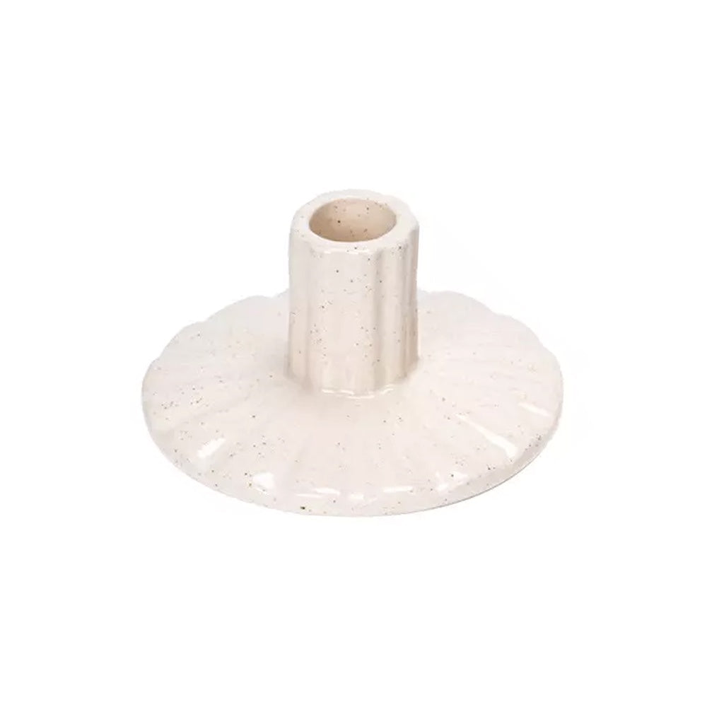 White Ceramic Speckled Candleholder LT834-D