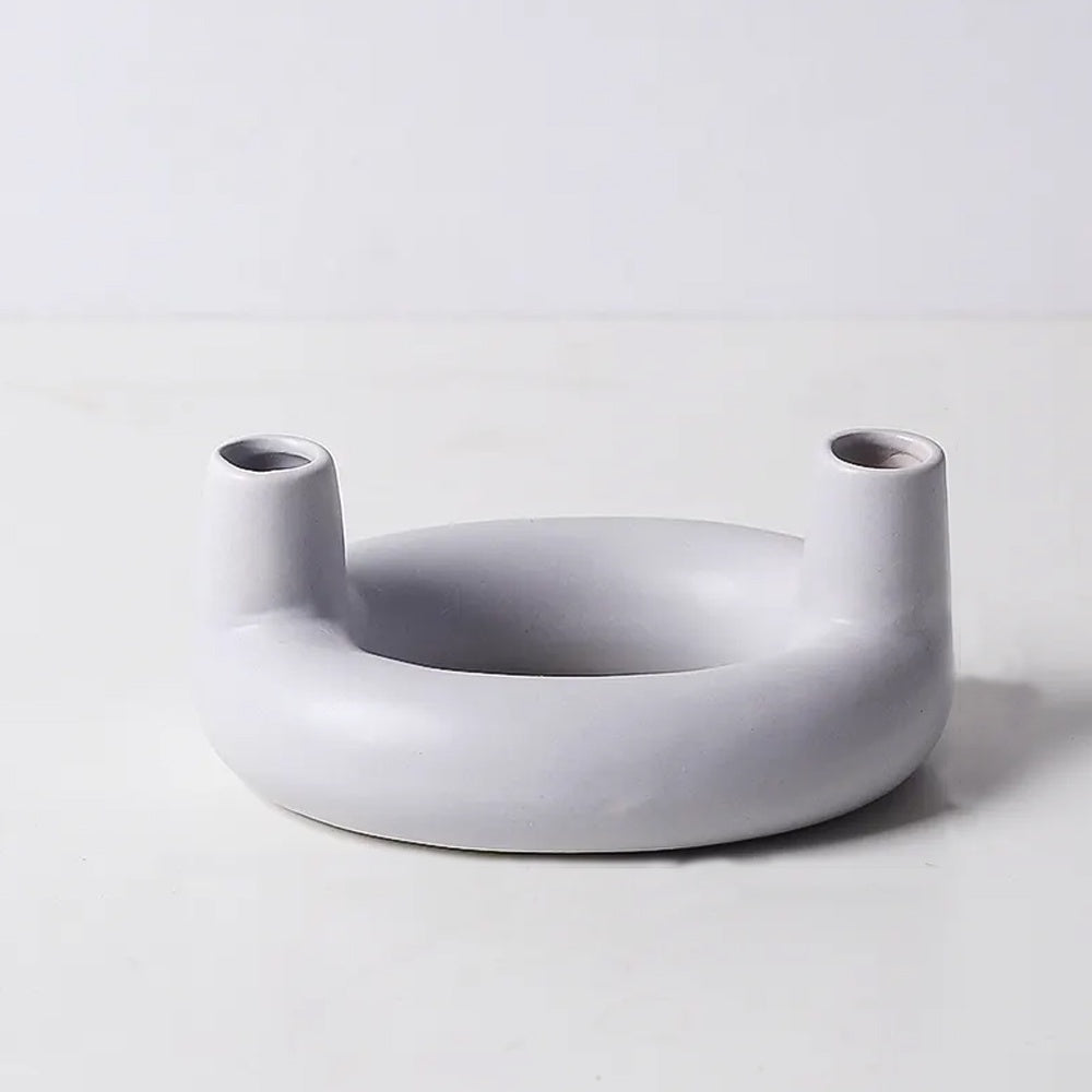 Light Grey Ceramic Candleholder LT845-E