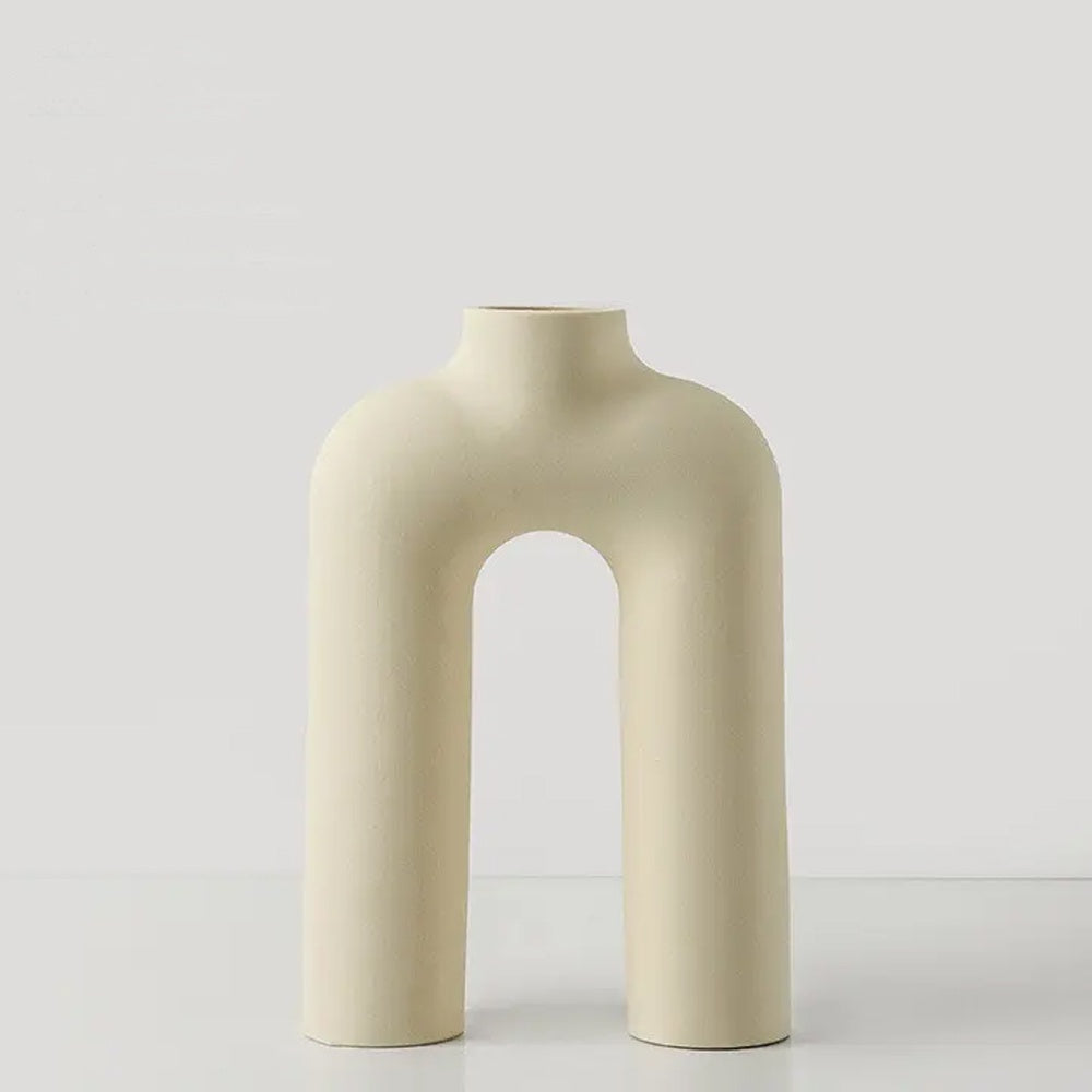 Pale Beige Ceramic Sculptural Vase LT856-C