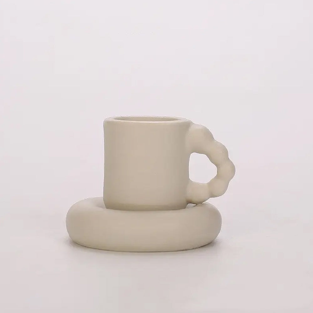Candy Mug with Saucer Candleholder - Beige LT886-A-BG