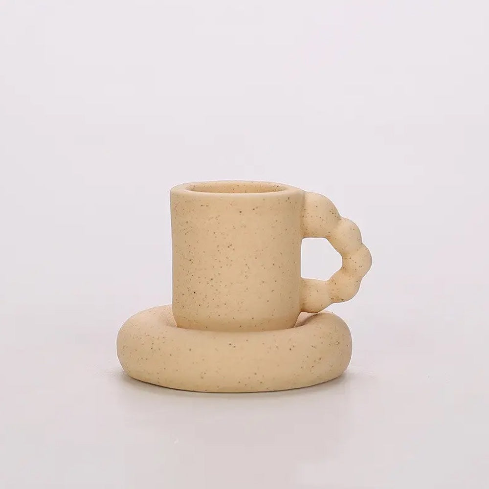 Candy Mug with Saucer - Pale Yellow LT886-A-O