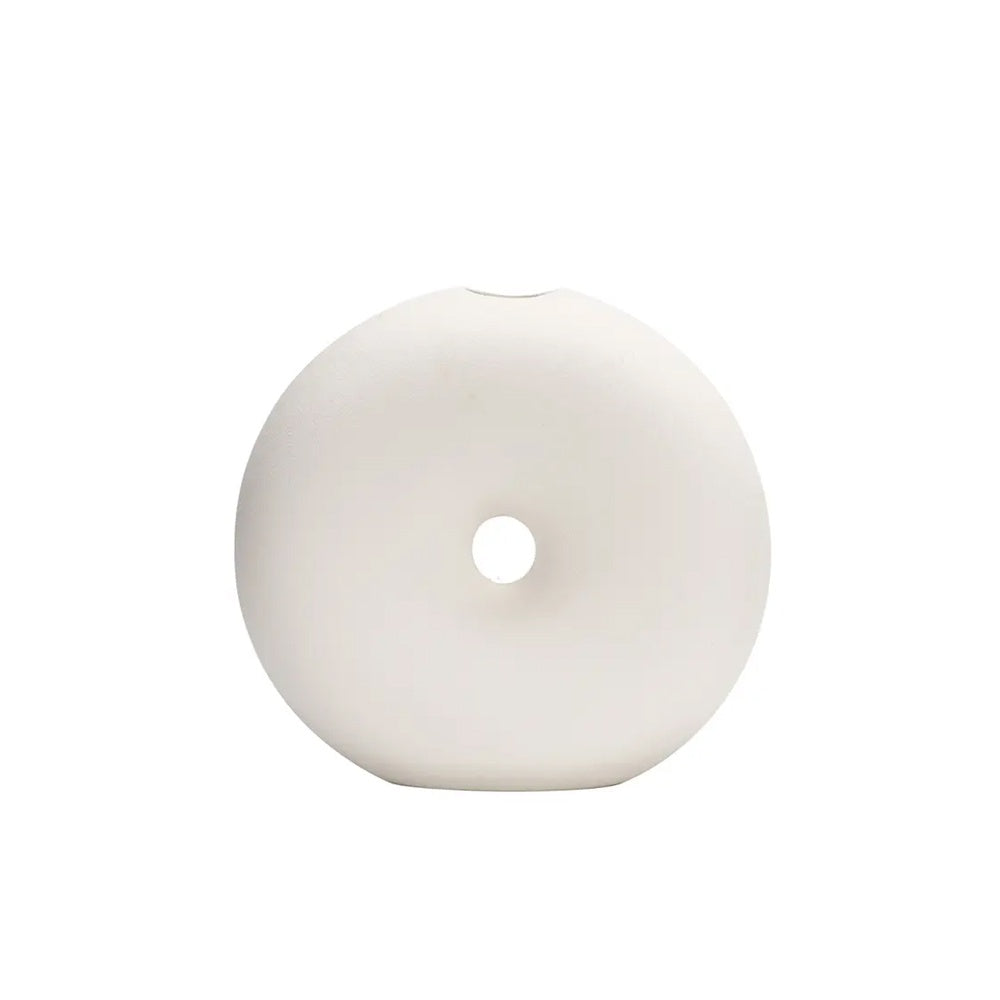 White Round Donut Ceramic Vase - Small LT904-S