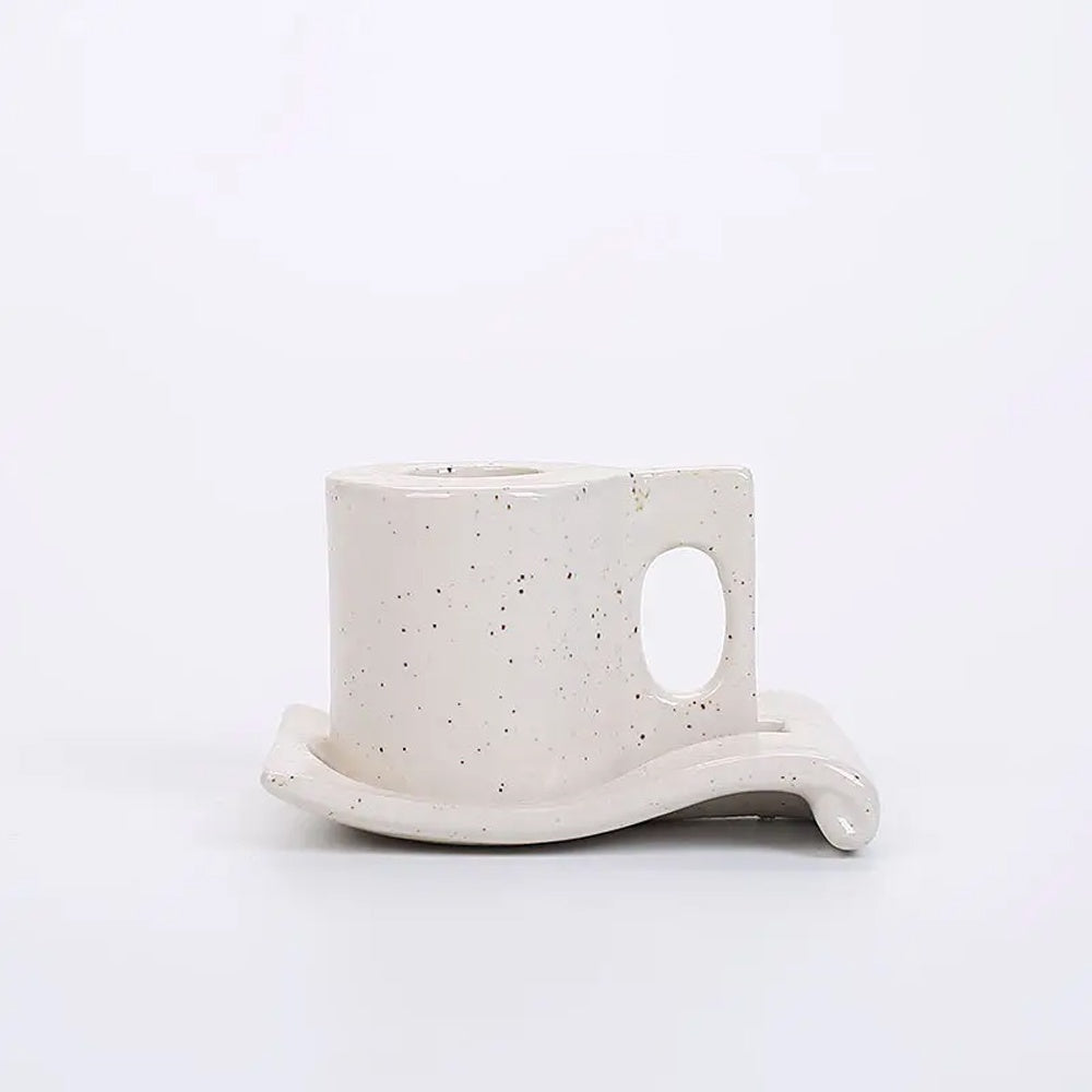 White Speckled Ceramic Candleholder LT913-K