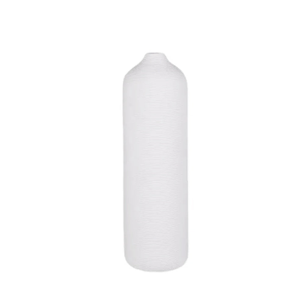 White Ribbed Ceramic  Vase  LT935-A