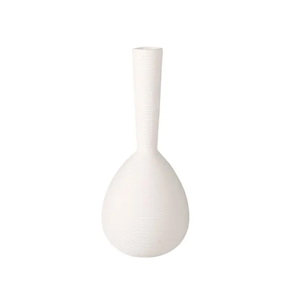 White Ribbed Ceramic  Vase  LT936-A
