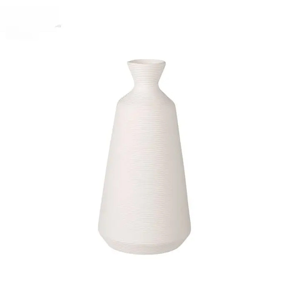 White Ribbed Ceramic  Vase  LT936-D