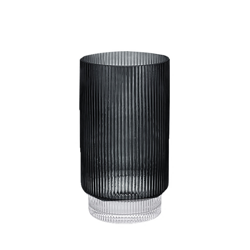 Deep Blue Ribbed Glass Vase with Clear Base MLBLAH101234BL2