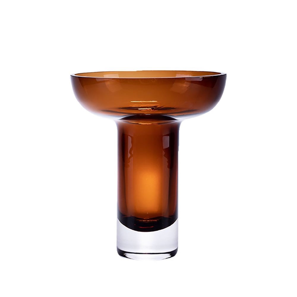 Amber Glass Pedestal Vase - Tall MLBLAH101308O1