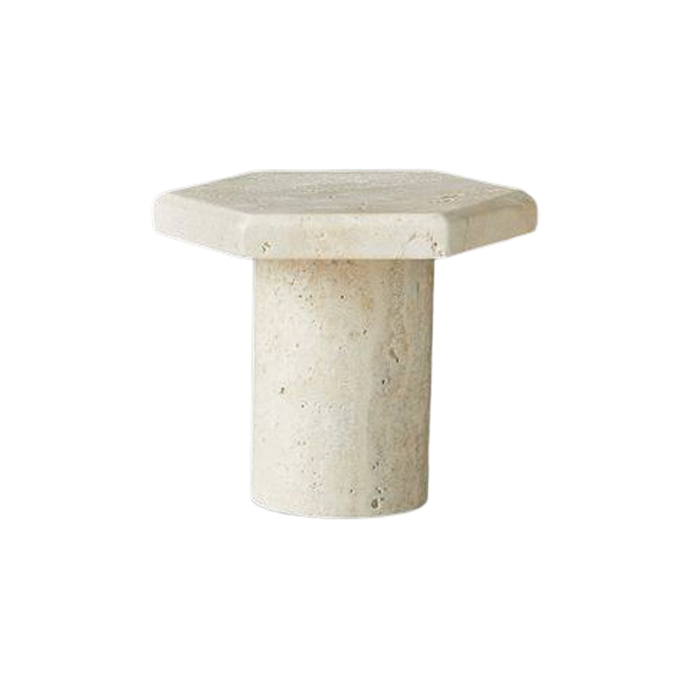 Beige Hexagonal Travertine Candleholder - Medium MLDLS101756G2