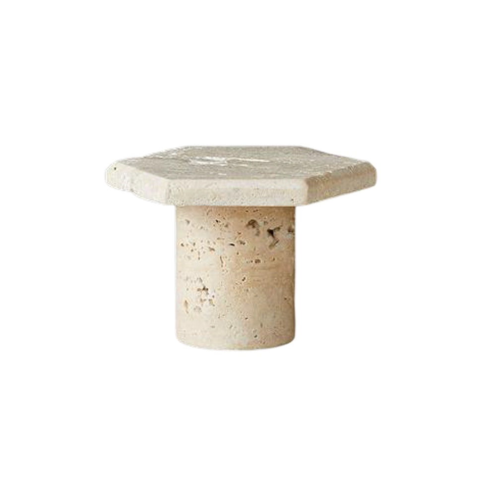 Beige Hexagonal Travertine Candleholder - Small MLDLS101756G3