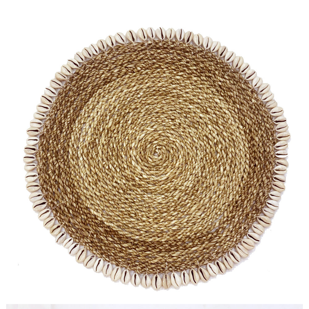 Round Natural Seagrass Placemat With Shell Fringe المطبخ وتناول الطعام